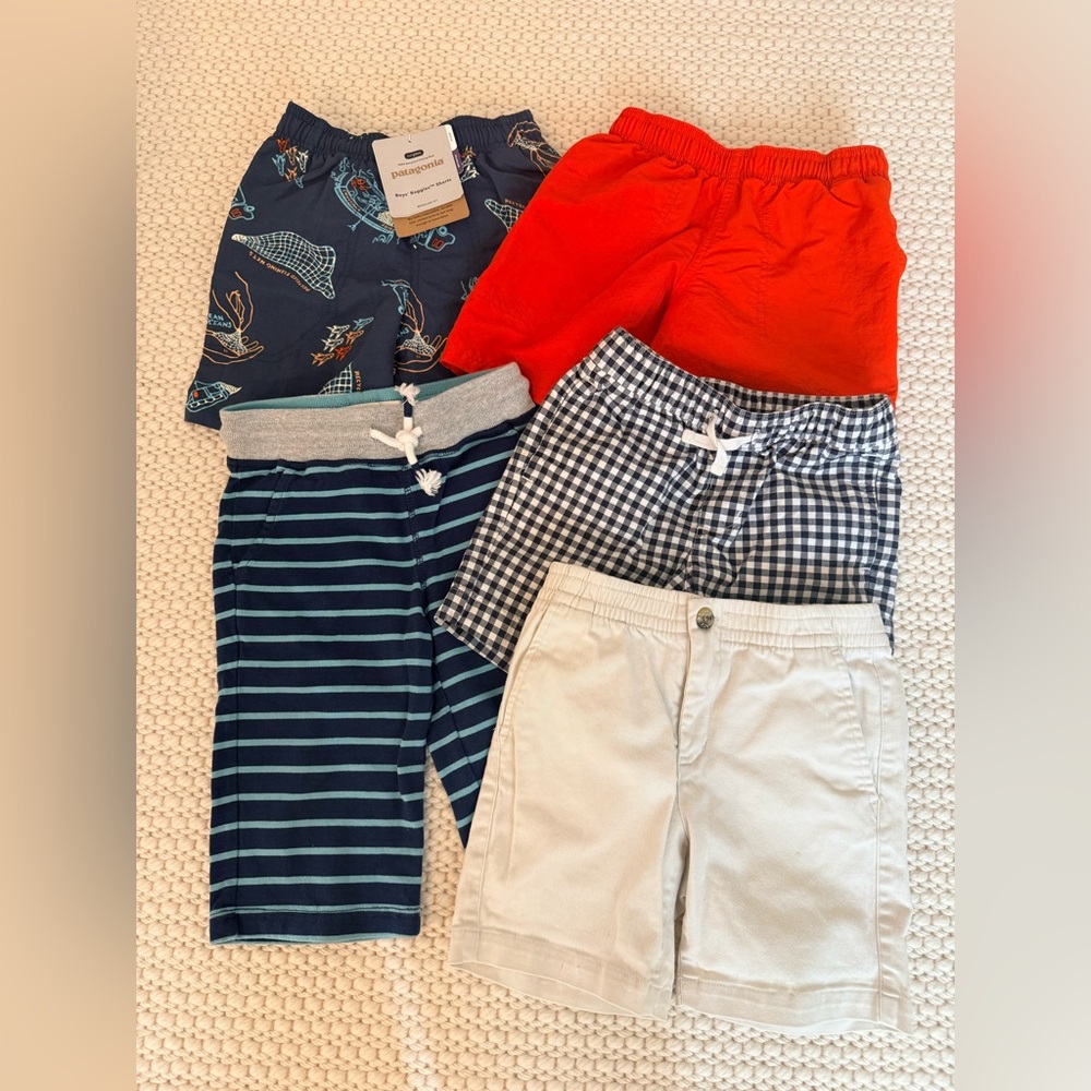Shorts Set — Navy Whale, Bright Red, Striped, Gingham & Cream